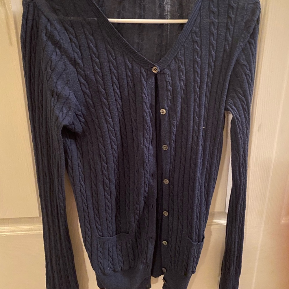 GAP navy blue button up ribbed sweater, medium